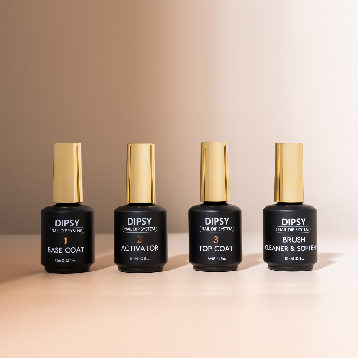Dip Powder Nail Liquid Set - Basecoat, Activator, Topcoat & Brush Cleaner