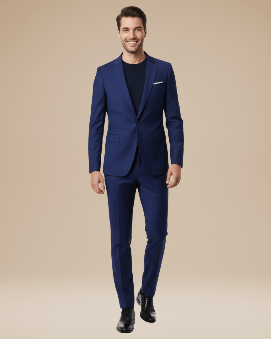 Men's Two-Piece Tailored Suit – Stretch Fabric Slim Fit
