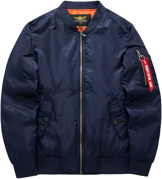 Men's Padded Bomber Jacket with Zip Pockets