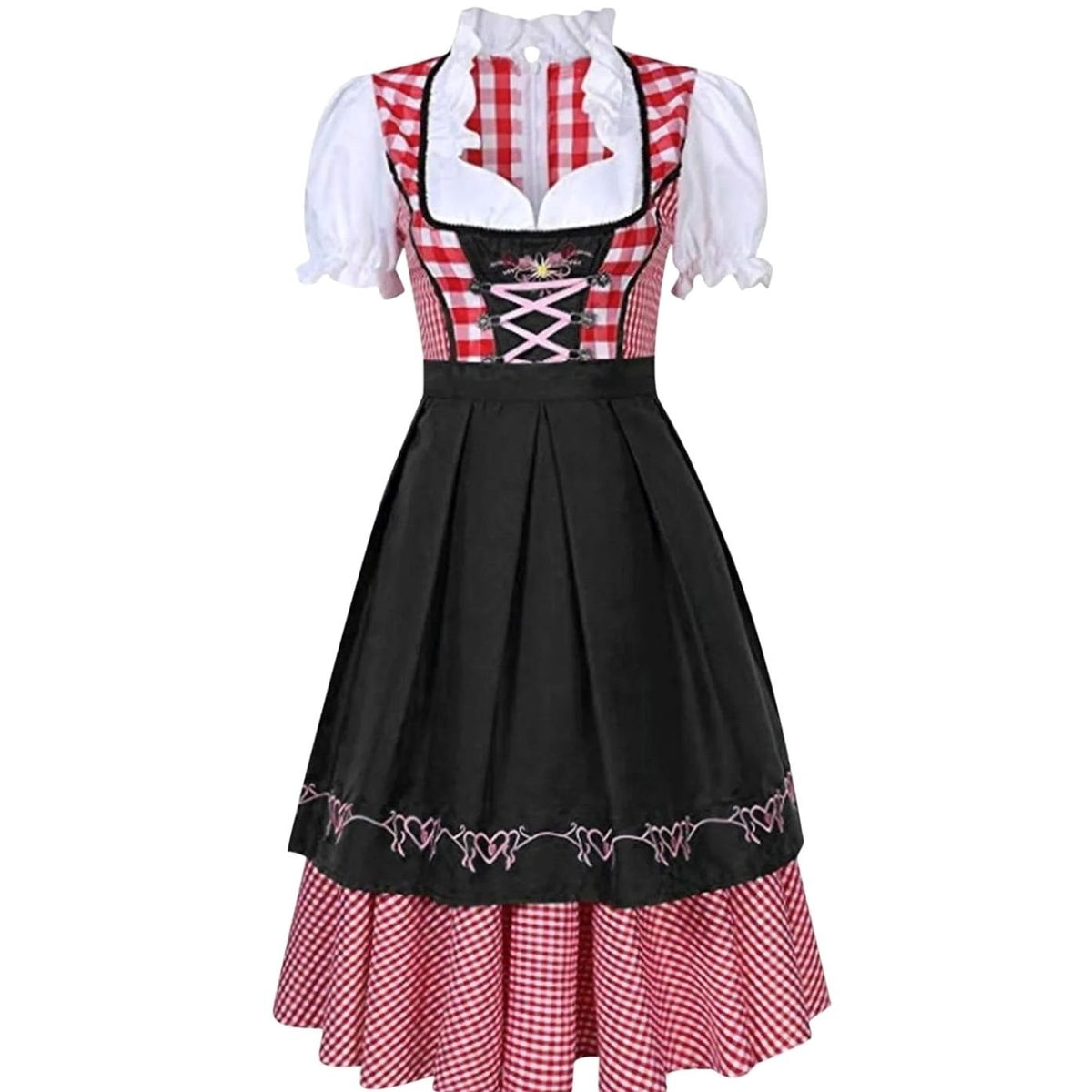 Amelie | Women's Oktoberfest Dirndl Dress, Checkered Midi Traditional Dress with Apron 1