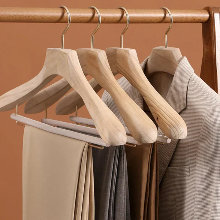 Camphor Wood Clothes Hangers, Wide-Shoulder Set of 2