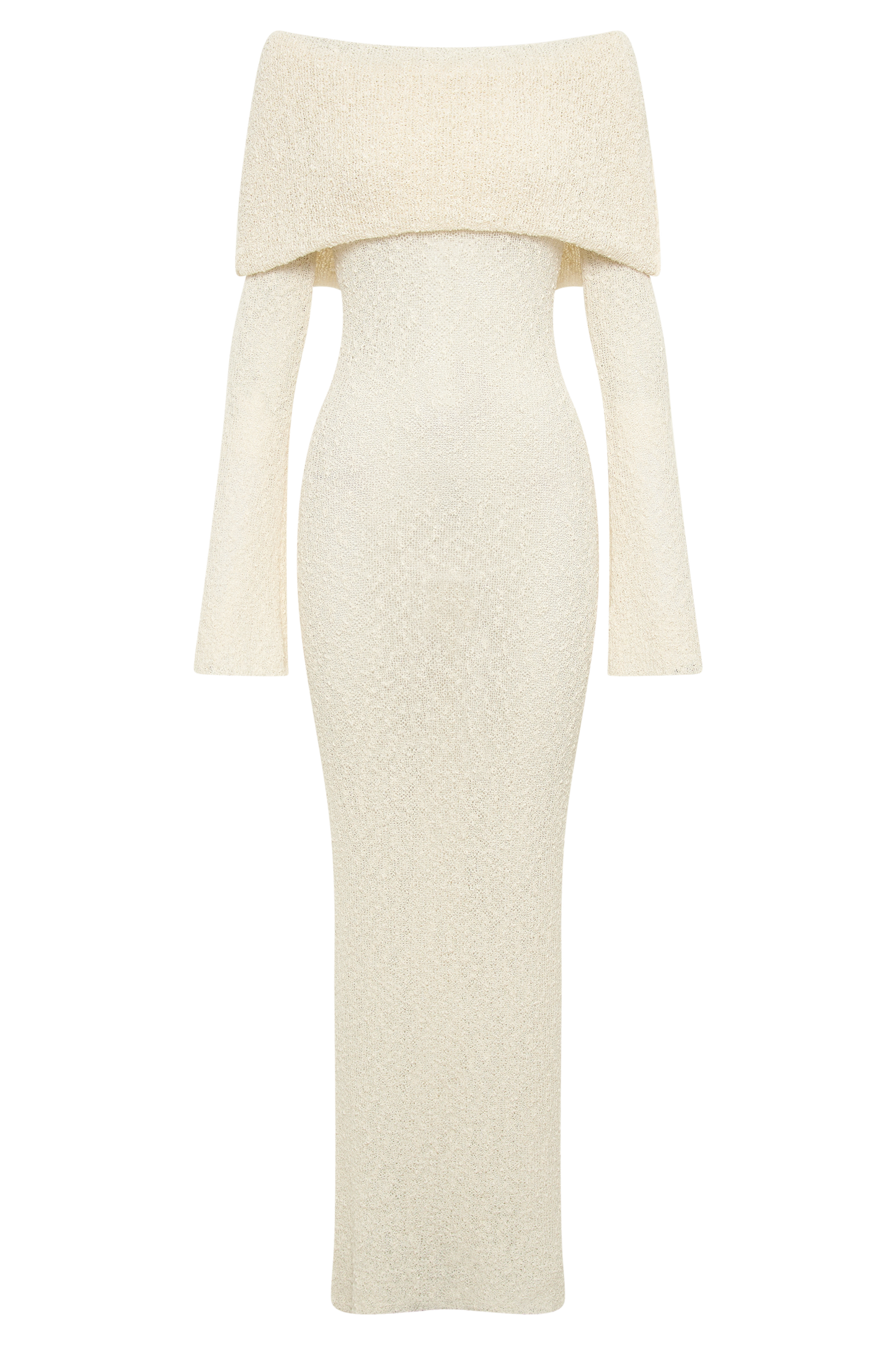Marissa Off Shoulder Boucle Maxi Dress - Ivory