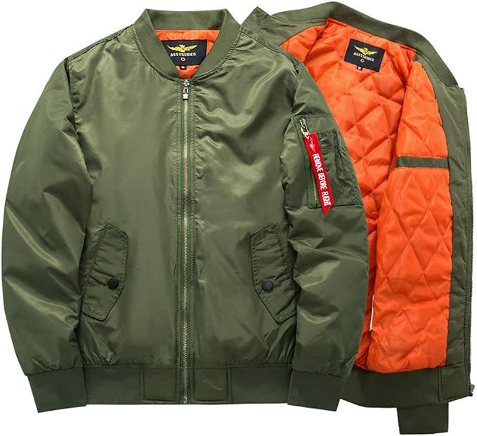 Men's Padded Bomber Jacket with Zip Pockets