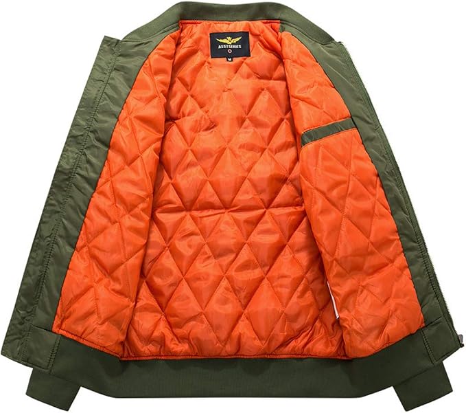 Men's Padded Bomber Jacket with Zip Pockets