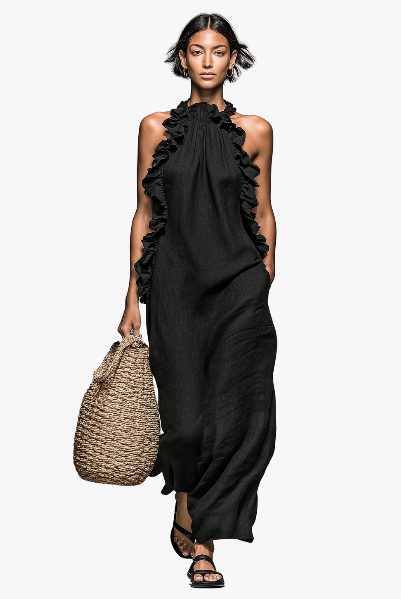 Women's Maxi Ruffle Dress Sleeveless Summer Sundress
