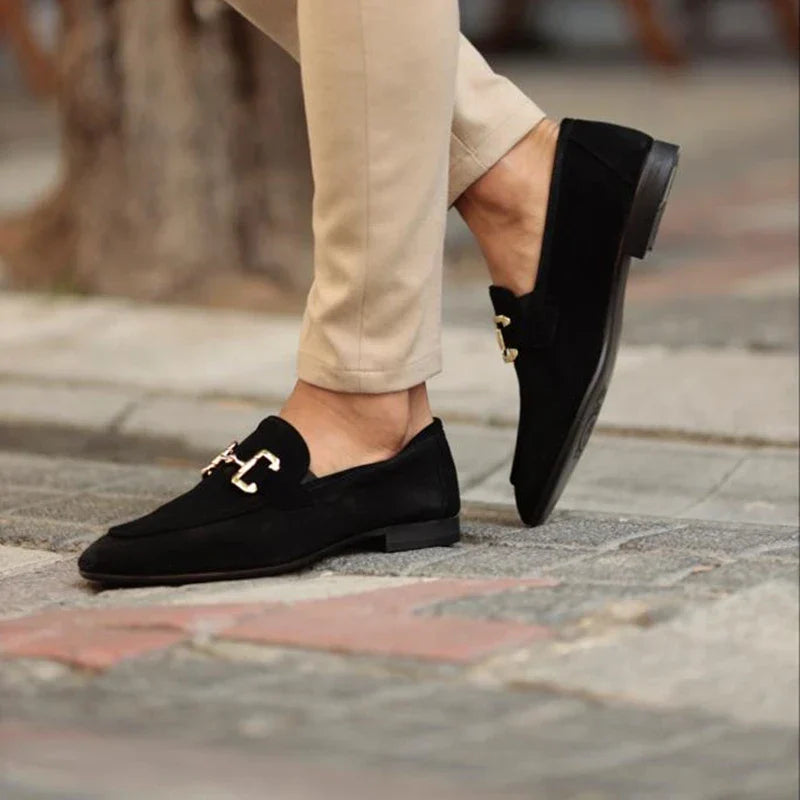 Men's Suede Dress Loafer - Leather Formal Slip-On Shoe