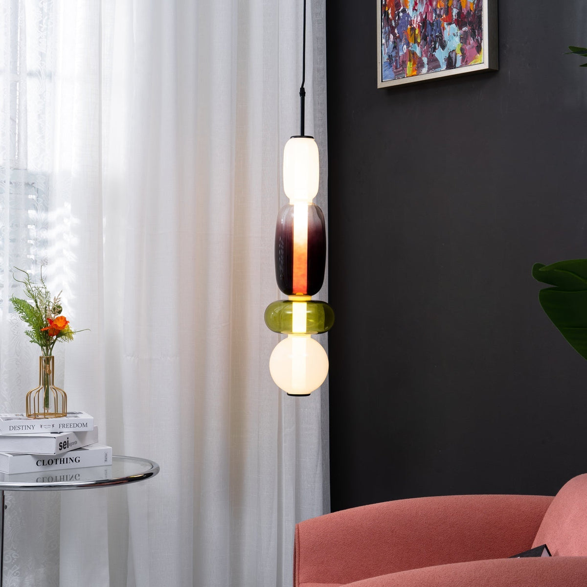 Glass Pendant Light - Colored Candy Glass Ceiling Lamp