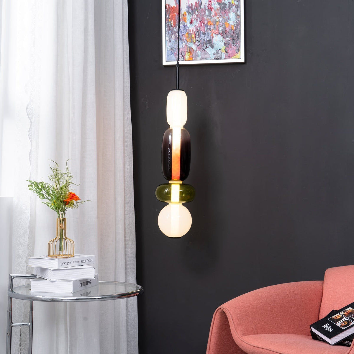 Glass Pendant Light - Colored Candy Glass Ceiling Lamp