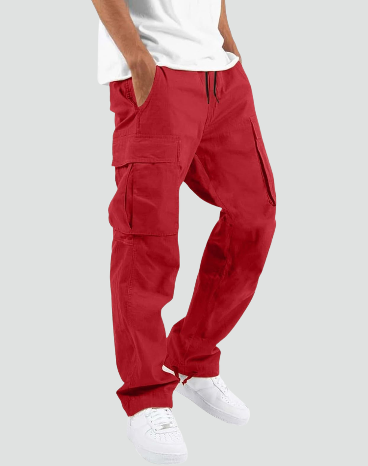 Men's Cargo Pants with Multiple Pockets and Adjustable Waist for Everyday Wear