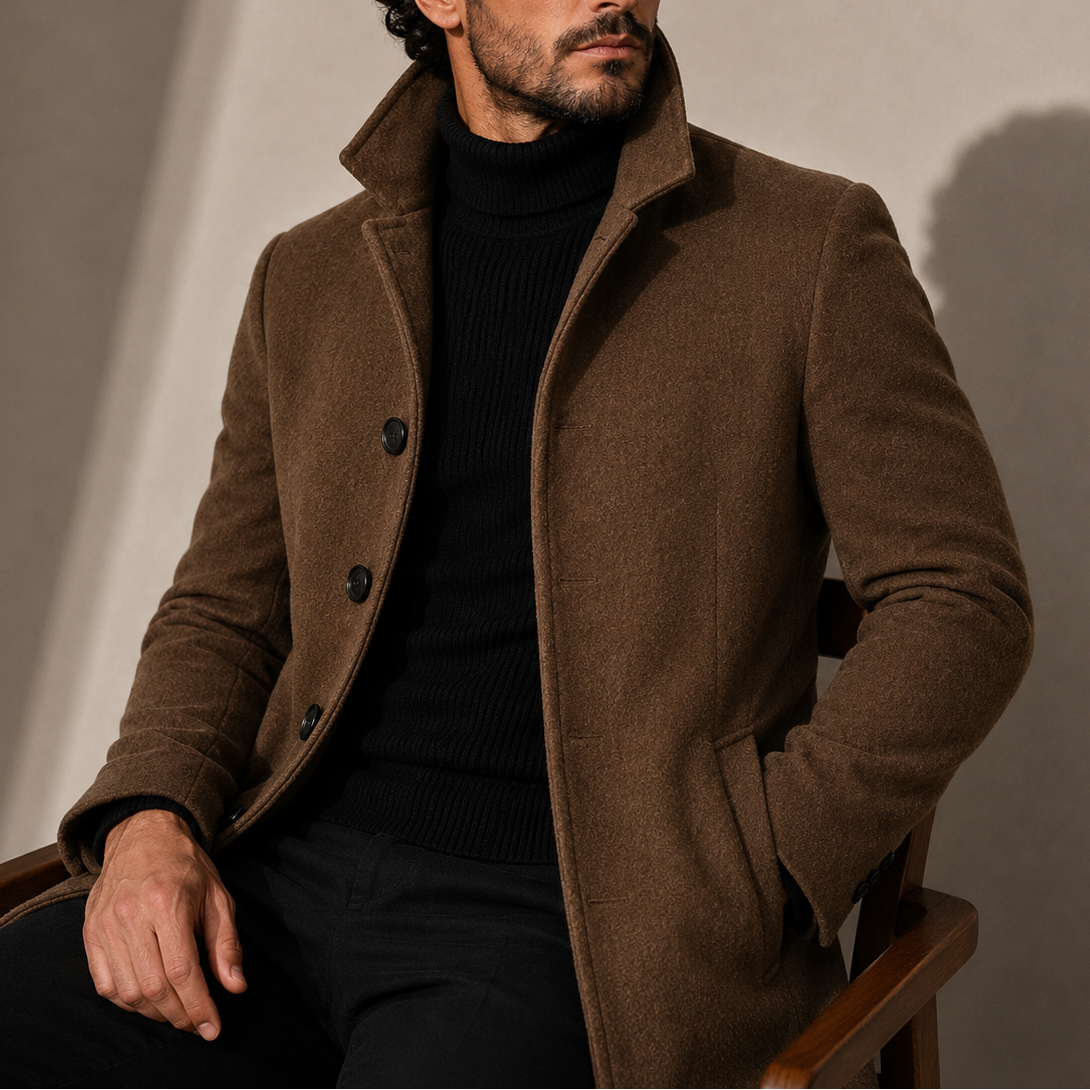 Men's Winter Coat with Stand Collar – Tailored Fit