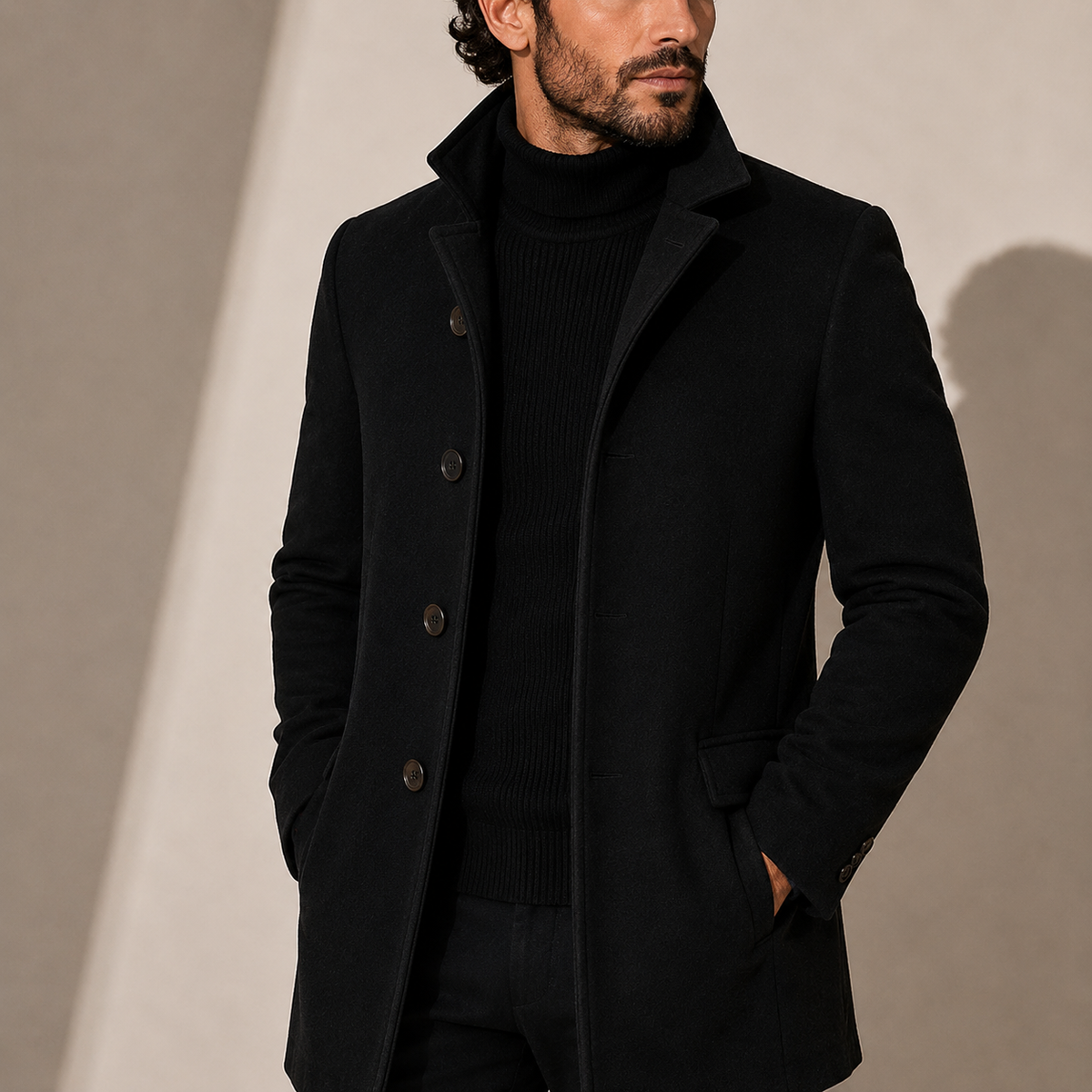 Men's Winter Coat with Stand Collar – Tailored Fit