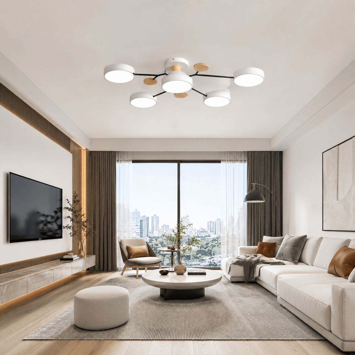 Modern Round LED Ceiling Light - Minimalist Multi-Head Fixture