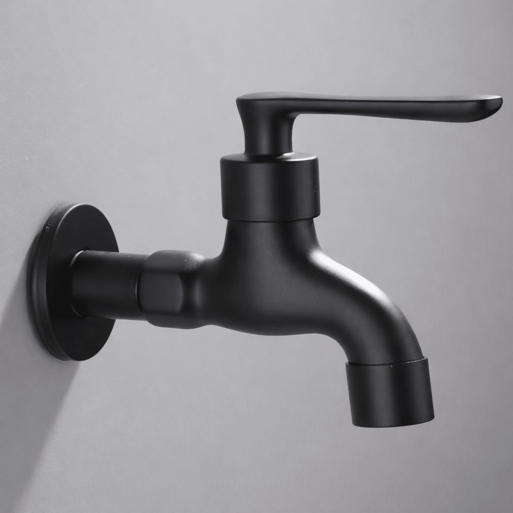 Wall-Mounted Faucet in Matte Black Solid Brass for Kitchen, Bath and Garden