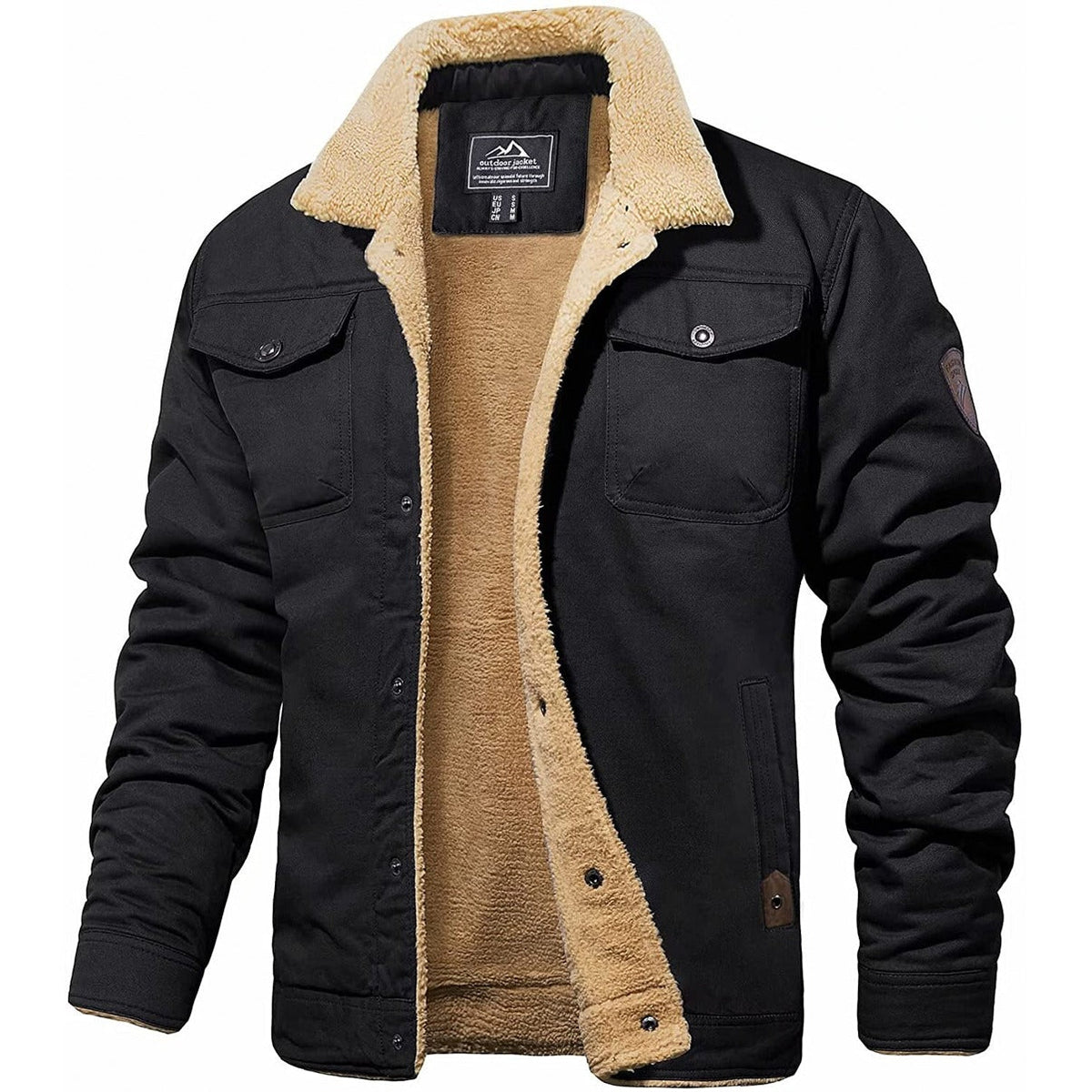 Men's Sherpa-Lined Winter Jacket - Warm Fleece-Lined Coat