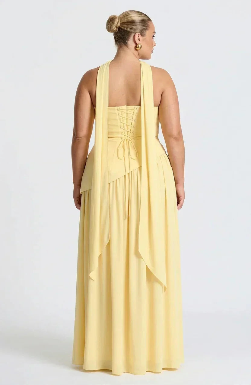 Maxi Dress For Women – Black & White Strapless Colorblock