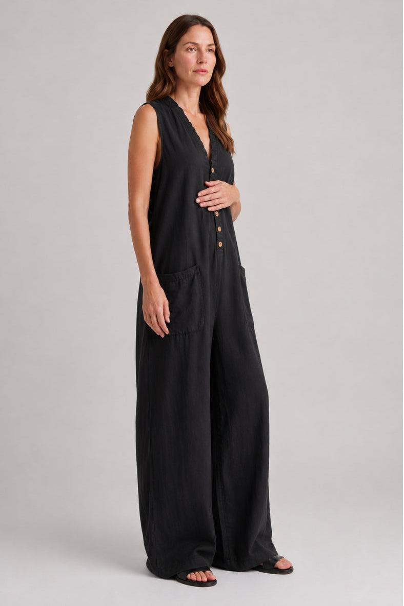 Women's Maternity Jumpsuit with Relaxed Stretch Fit and Pockets
