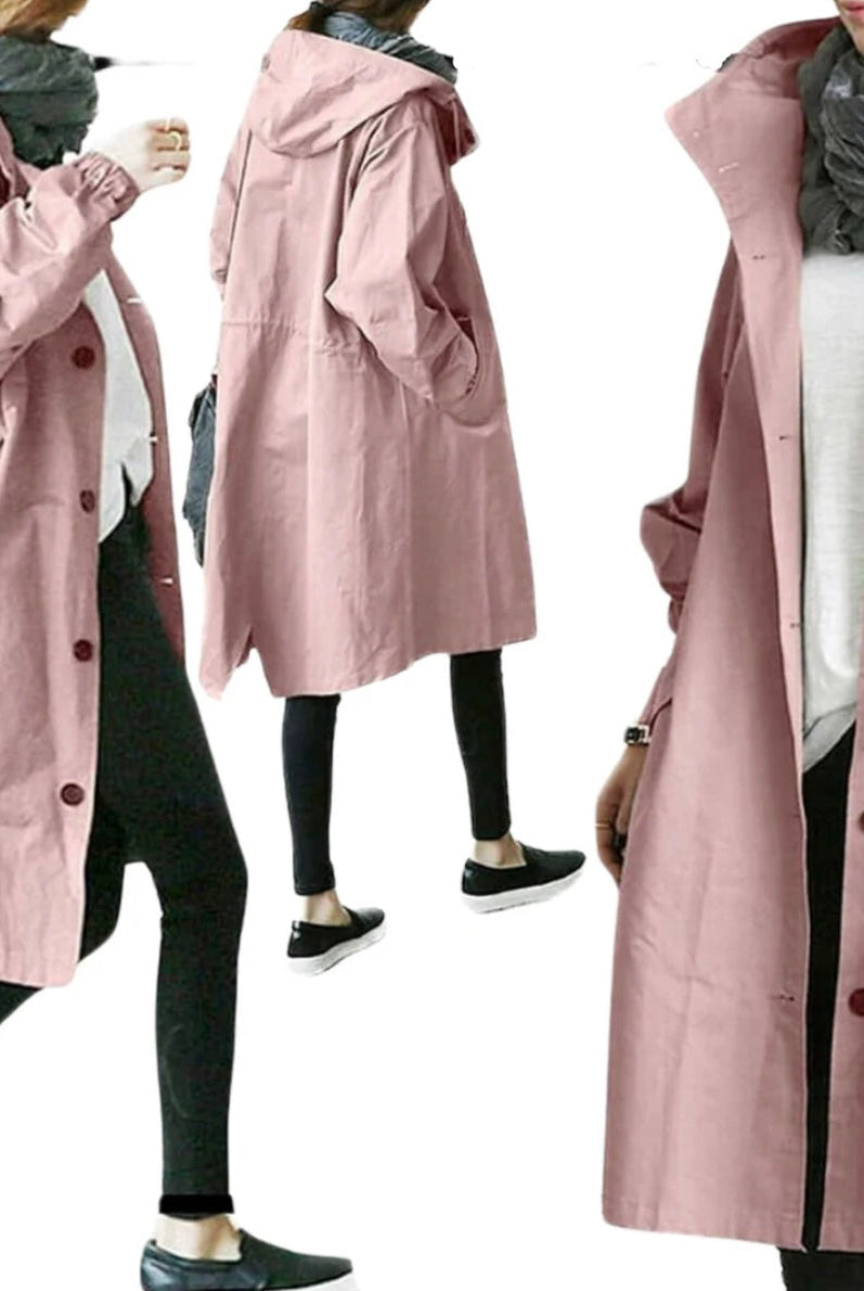Women's Packable Rain Jacket with Adjustable Hood – Water-Resistant Windbreaker