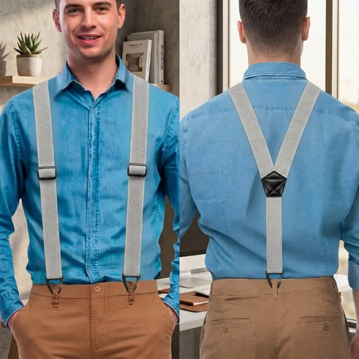 Hosenträger Herren mit Hakenclips – X-Back und Y-Form verstellbar - Zorenza