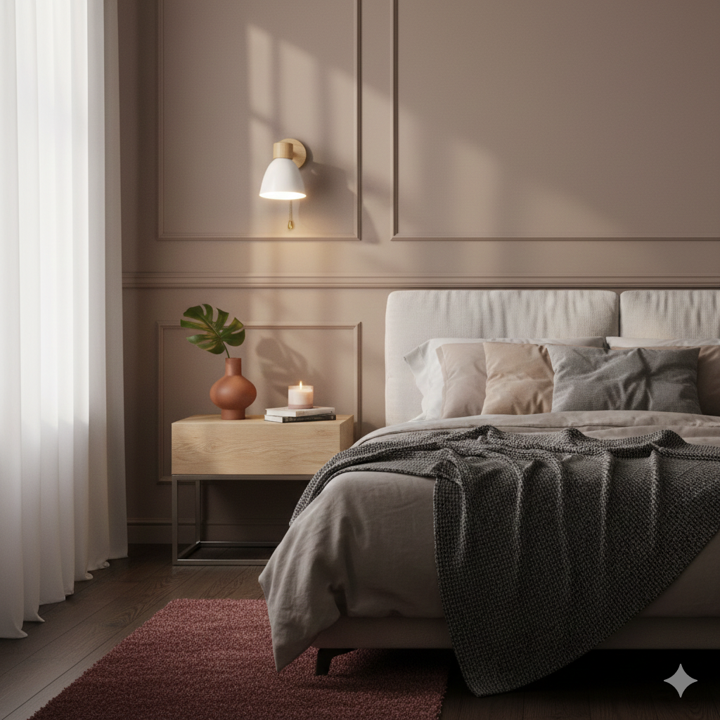 Wall Light for Living Room with Angled Arm and Conical Shade