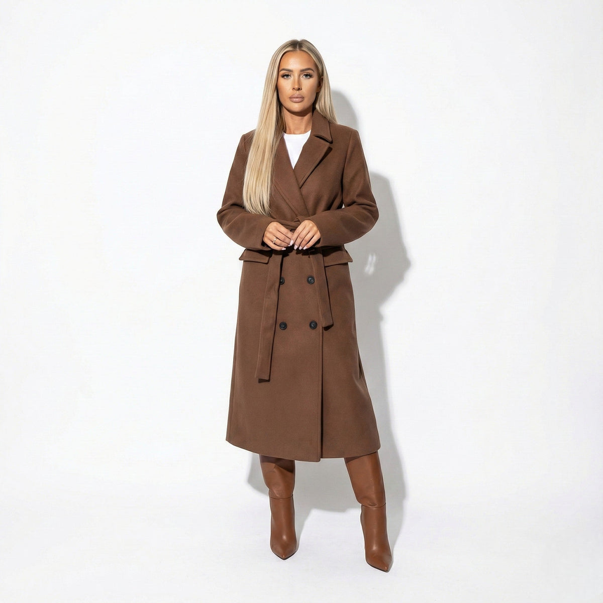 Women's Long Lapel Coat – Longline Winter Overcoat