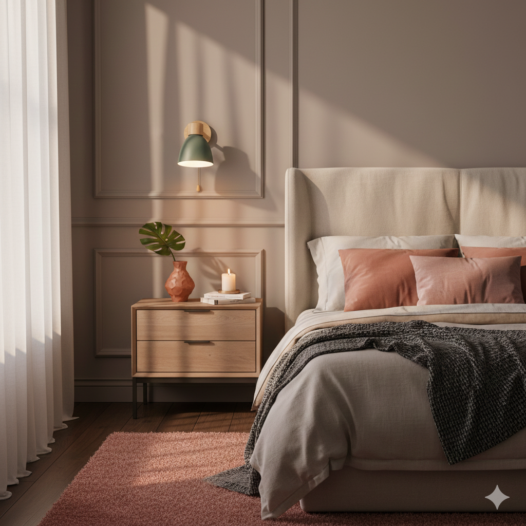 Wall Light for Living Room with Angled Arm and Conical Shade