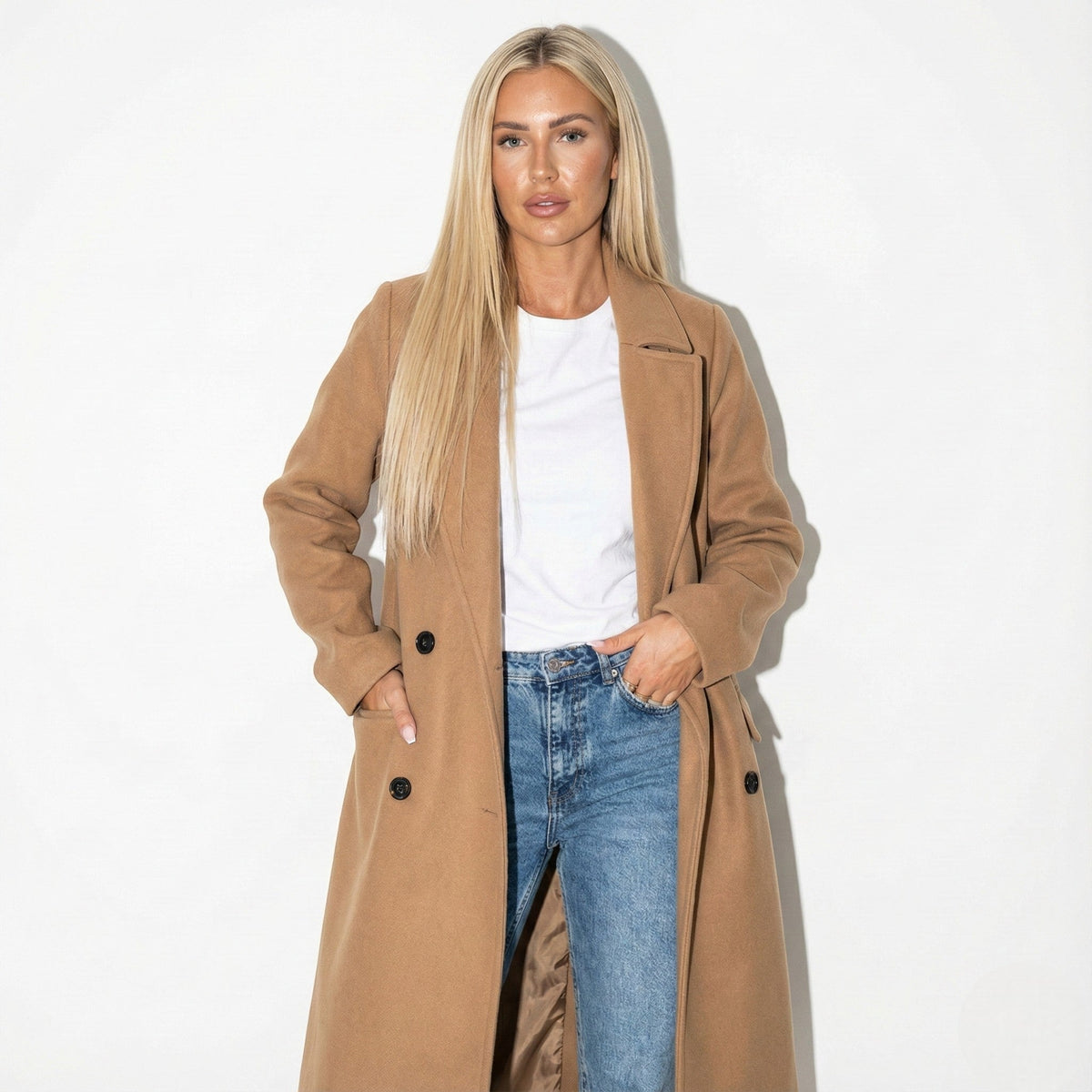 Women's Long Lapel Coat – Longline Winter Overcoat