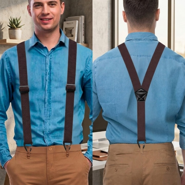Hosenträger Herren mit Hakenclips – X-Back und Y-Form verstellbar - Zorenza