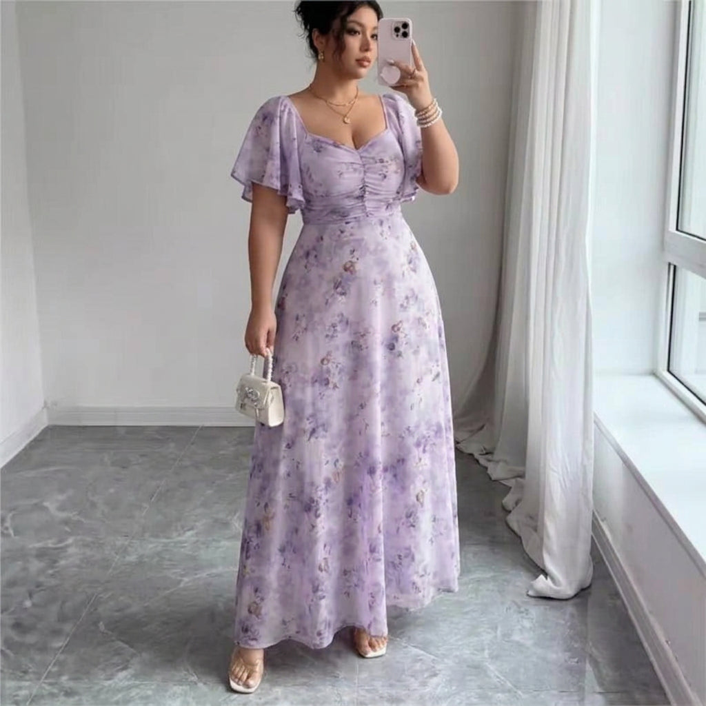 Women's Slim Fit Summer Dress with Ruffle Sleeves