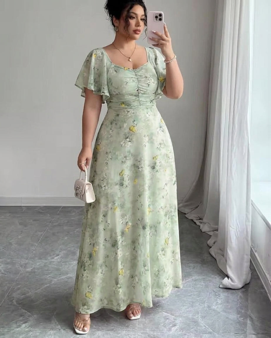 Women's Slim Fit Summer Dress with Ruffle Sleeves