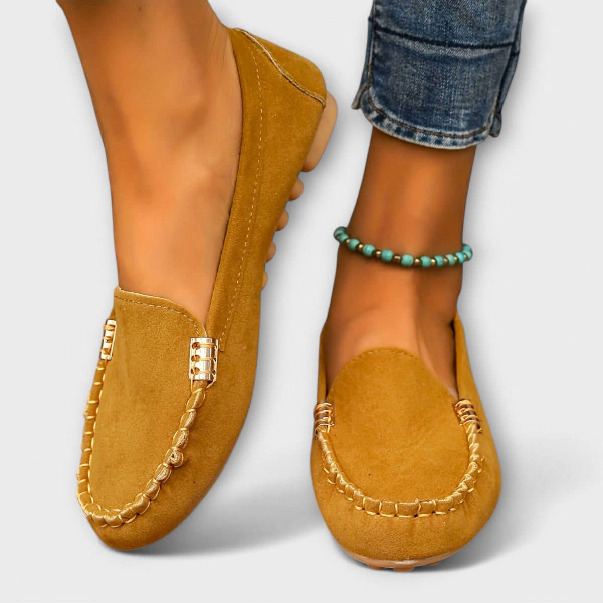 Women's Slip-On Moccasin Shoes with Supportive Cushioned Sole