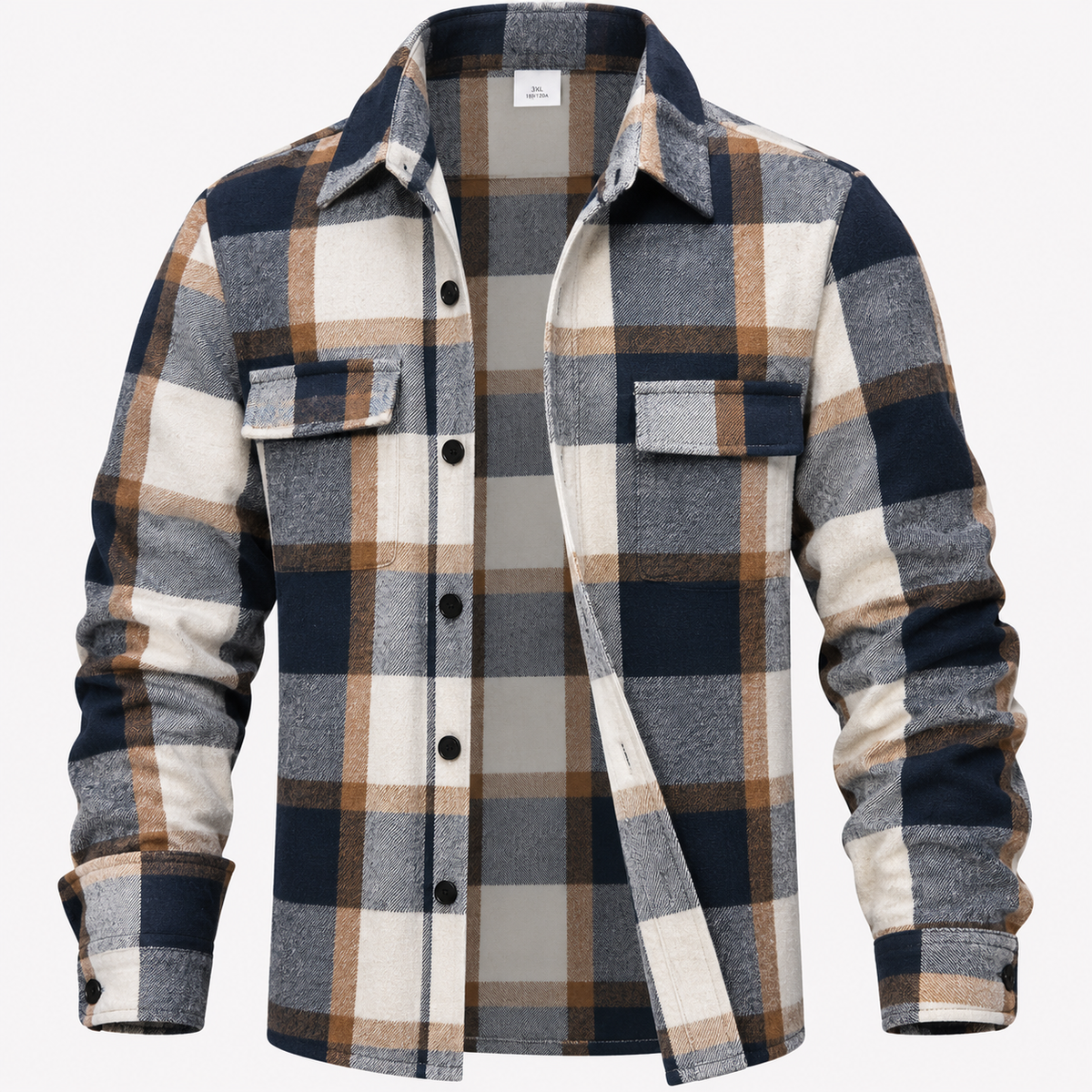 Men's Plaid Flannel Shirt Button-Down Long Sleeve