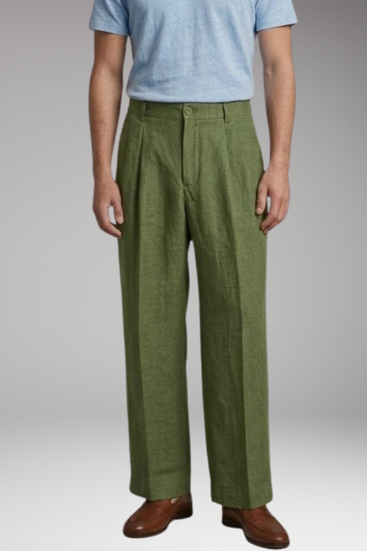 Men's Wide-Leg Linen Trousers with Relaxed, Breathable Fit