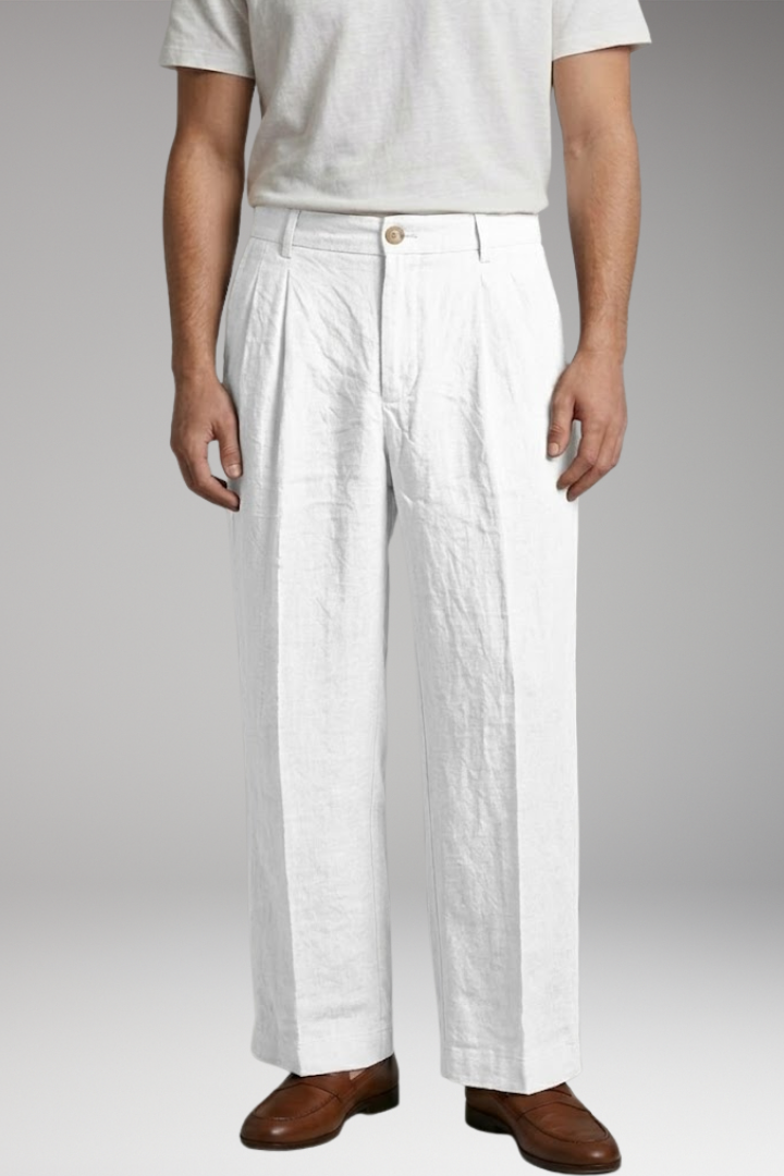 Men's Wide-Leg Linen Trousers with Relaxed, Breathable Fit