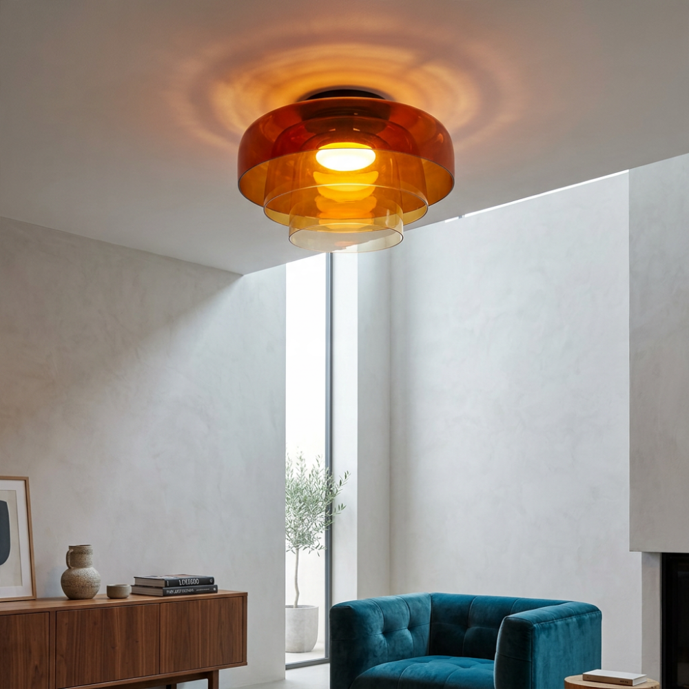 Minimalist Ceiling Light Integrated LED Smoked Glass 9991
