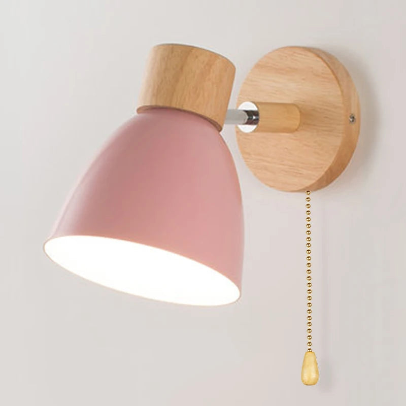 Adjustable Wall Sconce - Black Metal and Wood Accent Light