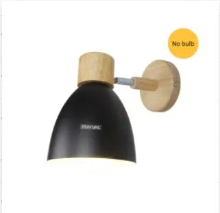 Adjustable Wall Sconce - Black Metal and Wood Accent Light