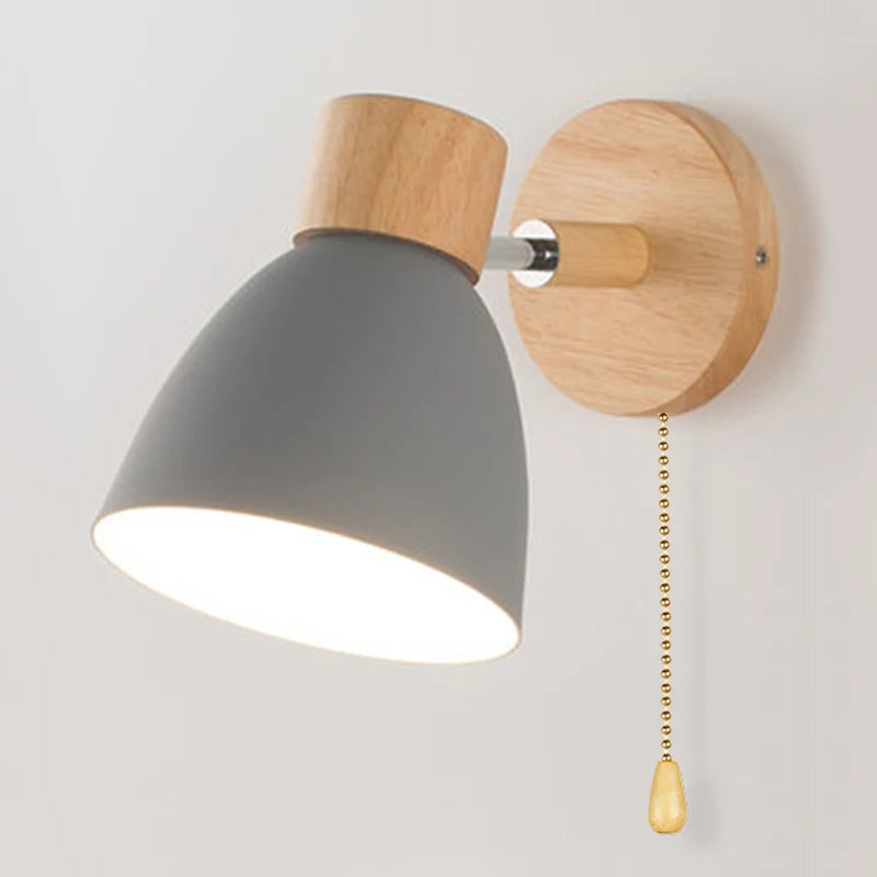 Adjustable Wall Sconce - Black Metal and Wood Accent Light