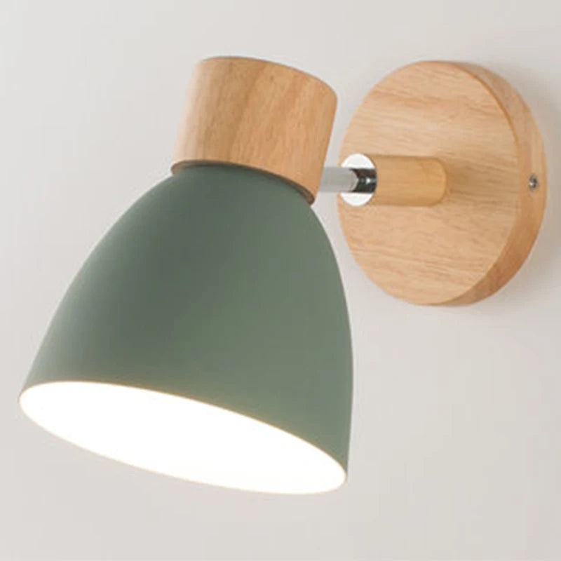 Adjustable Wall Sconce - Black Metal and Wood Accent Light