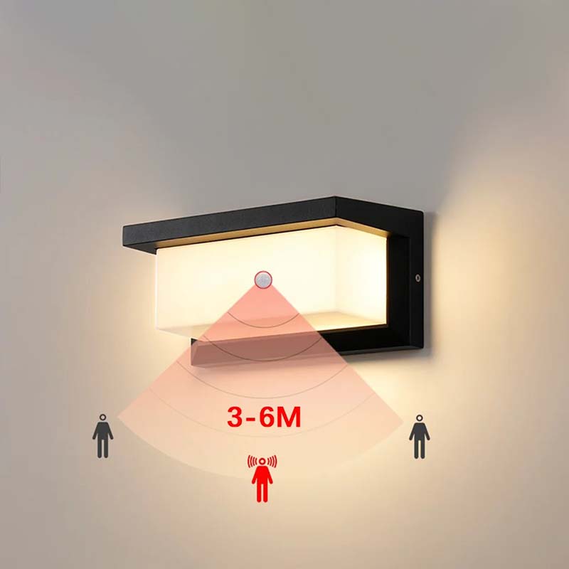 Black LED Wall Light with Motion Sensor – Weatherproof Outdoor Lighting for Garden, Porch & Path