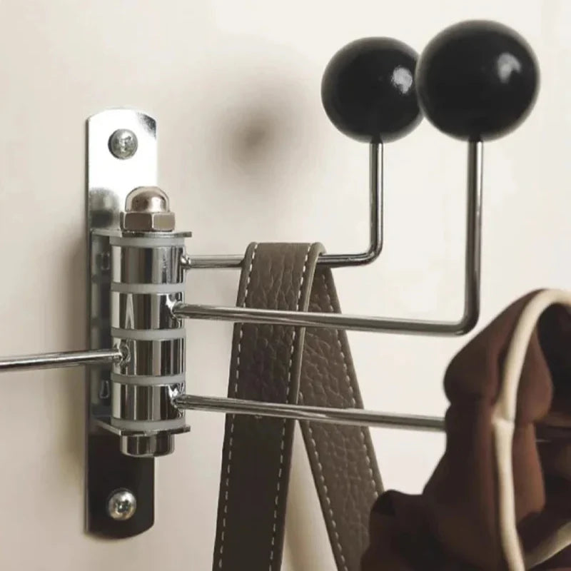 Wall Mounted Coat Rack with Rounded Metal Hooks