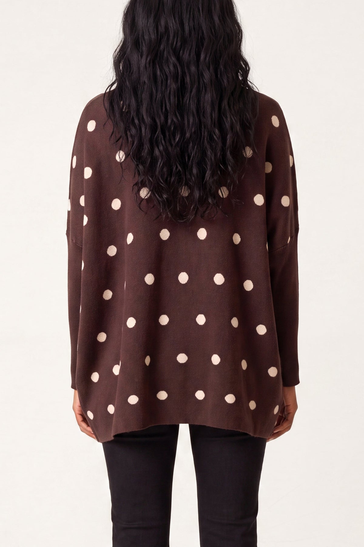 Women's Polka Dot Batwing Knit Jumper – Relaxed Fit Sweater