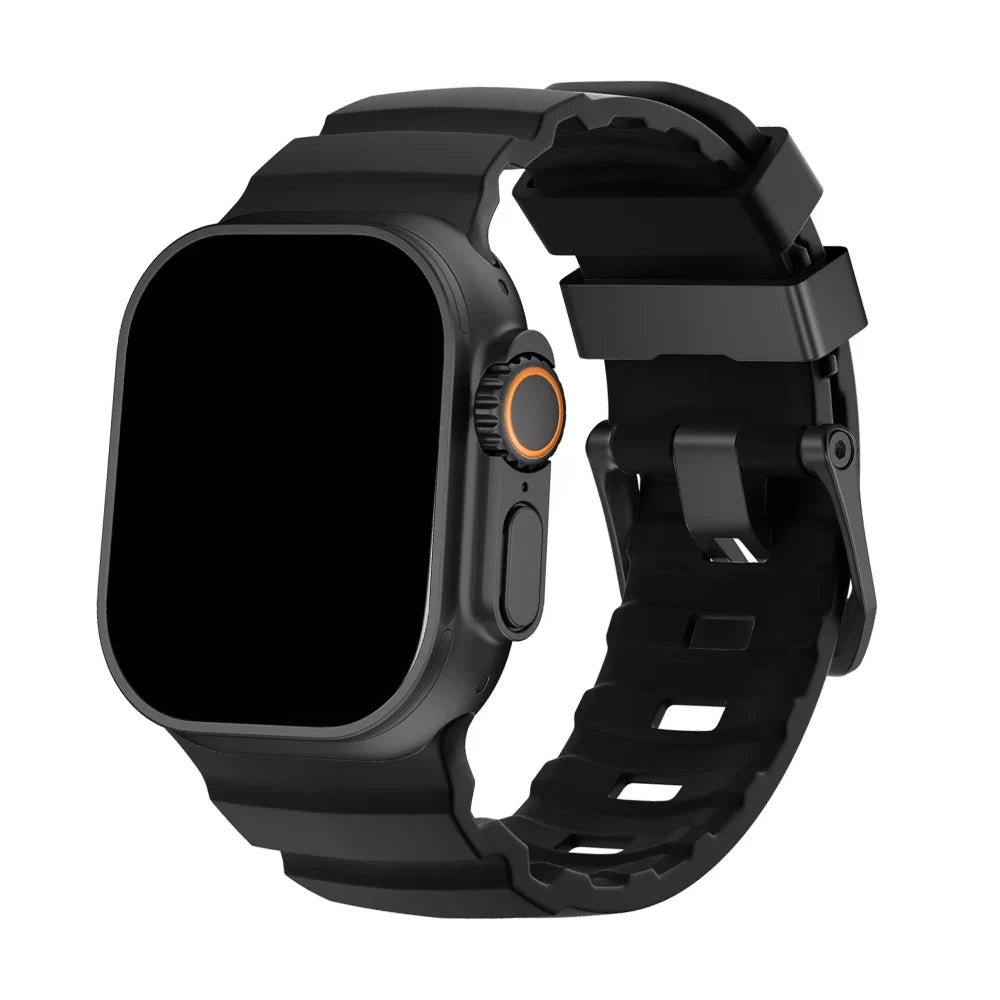 Silicone Sport Watch Strap with Titanium Buckle - Apple Watch Compatible