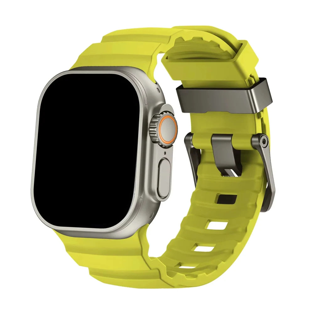 Silicone Sport Watch Strap with Titanium Buckle - Apple Watch Compatible
