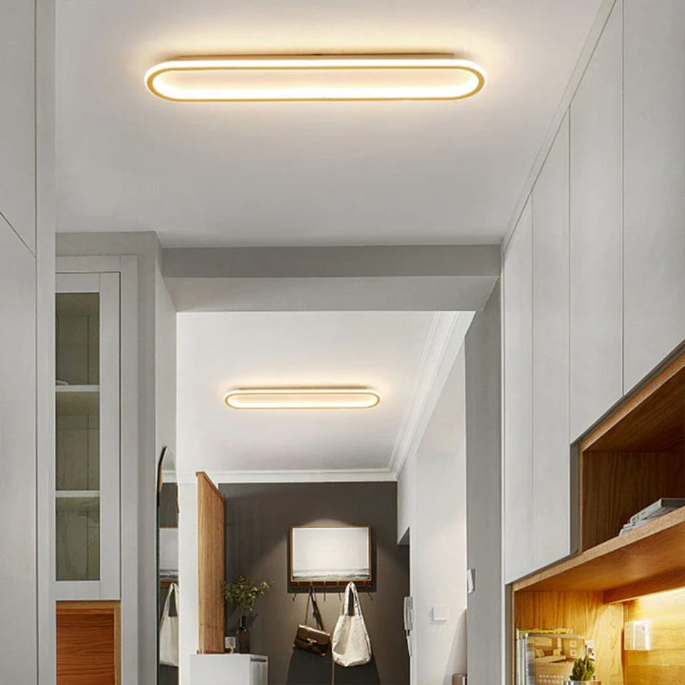 LED Ceiling Light Long Flush Mount, Black or Gold Finish