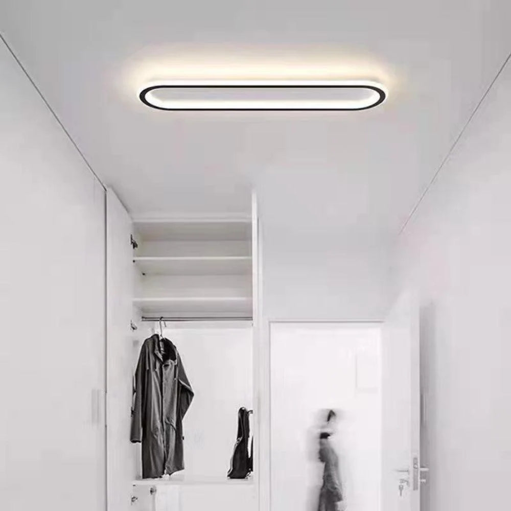 LED Ceiling Light Long Flush Mount, Black or Gold Finish