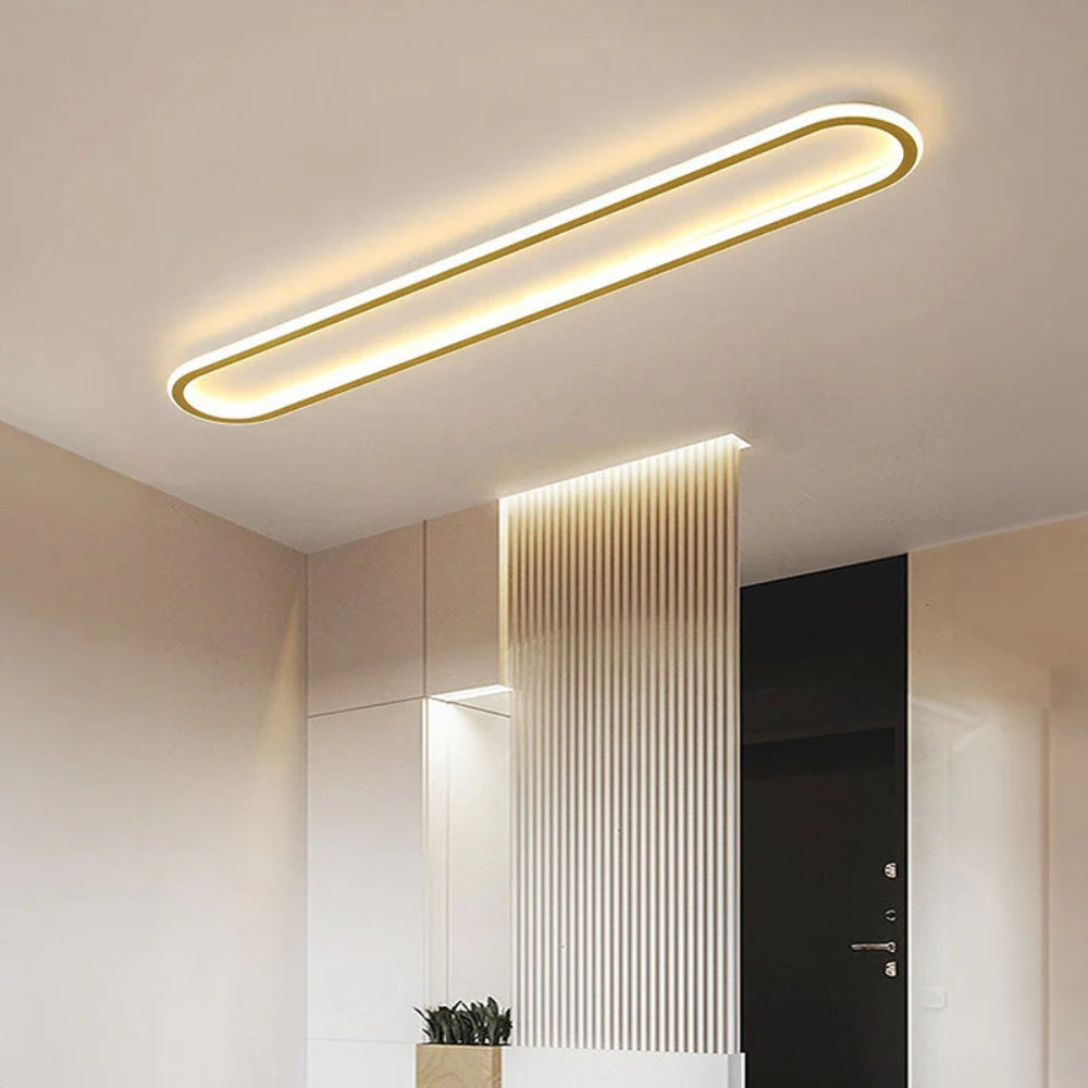 LED Ceiling Light Long Flush Mount, Black or Gold Finish