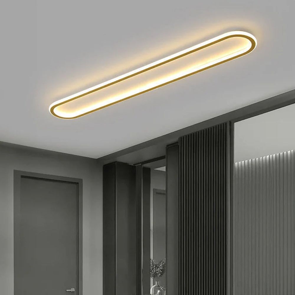 LED Ceiling Light Long Flush Mount, Black or Gold Finish