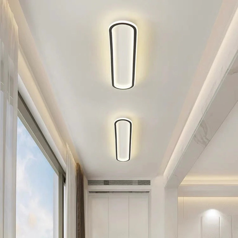 LED Ceiling Light Long Flush Mount, Black or Gold Finish