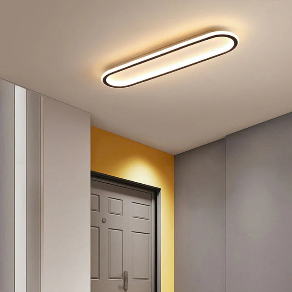 LED Ceiling Light Long Flush Mount, Black or Gold Finish