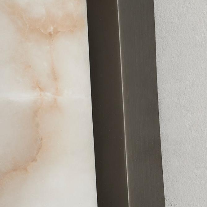 Marble Wall Sconce with Vertical Cylindrical LED Light, Copper Finish